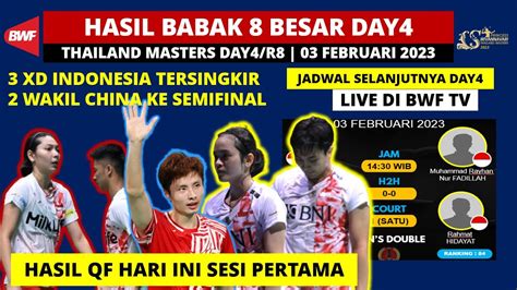 Hasil Thailand Master 2023 Hari Ini Day 4 3 XD INA Tersingkir