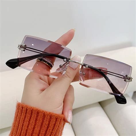 💰kaufe Aoron Small Frame Cut Edge Sunglasses Female Fashionless Frame Gradient Sunglasses Zum