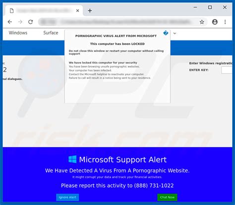 Pornographic Virus Alert From Microsoft Pop Up Scam Removal And Recovery Steps Updated