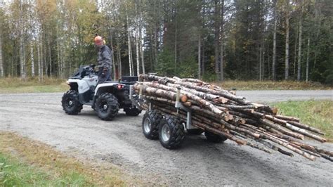 Firewood Logging Atv Log Trailer Youtube