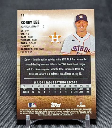 Korey Lee Rookie RC 2023 Stadium Club Baseball Card 53 Houston Astros