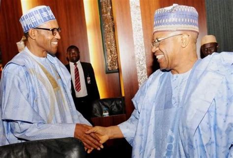 President Buhari Greets Former President Gen Ibrahim Badamasi