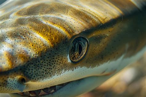 Premium Photo | Closeup Detail of a Tiger Shark Eye and Skin Texture in ...