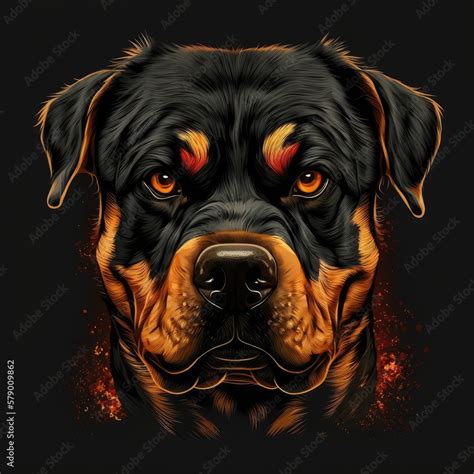 Rottweiler Logo Rottweiler Head Image In Cartoon Style Generated