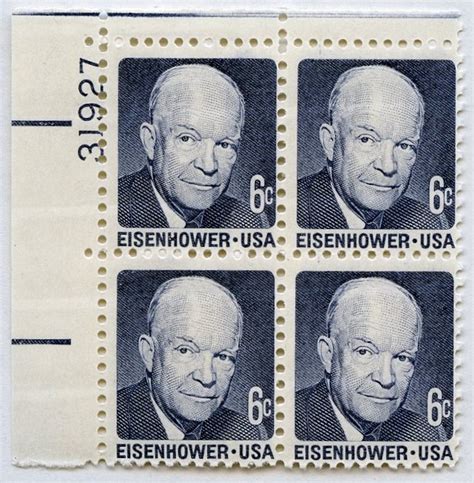 1970 6c Dwight D Eisenhower 4 Stamp Plate Block 1392 MNH