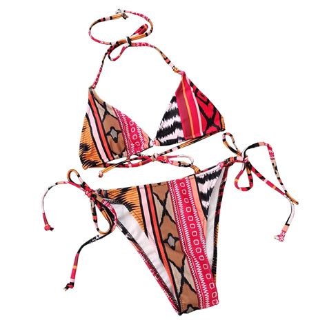 Women Sexy Snake Print Bikini Vintage Swimsuit Ties Bandage Retro Swimwear Brazilian Biquini