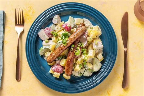 Rindsbratwurst Mit Fixem Kartoffelsalat Rezept Hellofresh