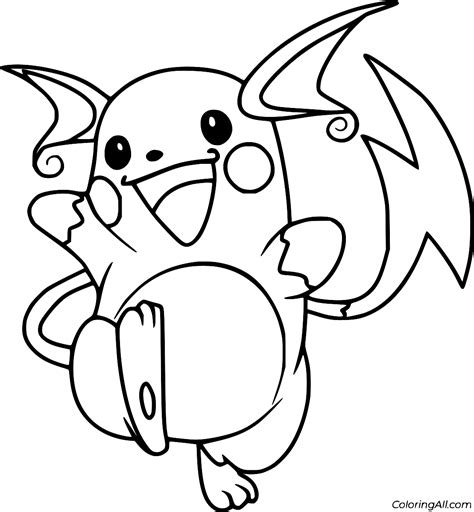 Happy Raichu Coloring Page Coloringall