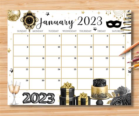 Editable January 2023 Calendar Beautiful Winter With Cute Etsy Artofit