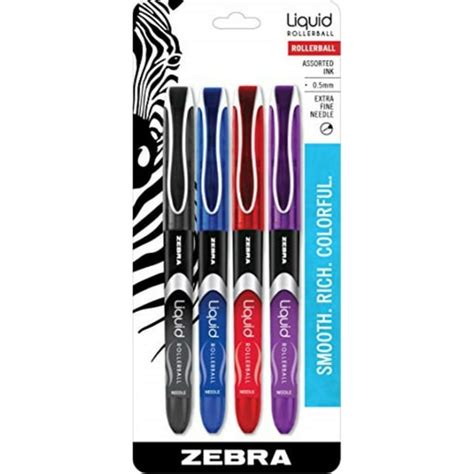 Zebra Liquid Rollerball Pens Needle Point 05mm Assorted Color 4