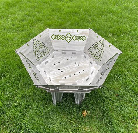 Flat Pack Celtic Fire Pit Portable Collapsible In Camping Etsy