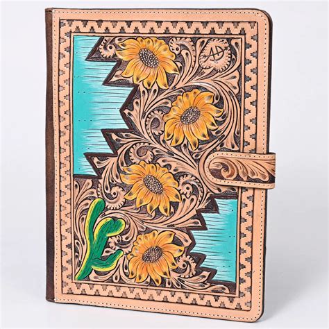 Hand Tooled Leather Portfolio Leather Padfolio Leather Legal Etsy