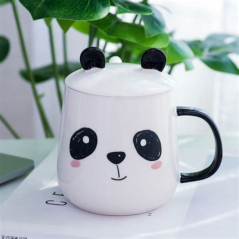 Panda Cup Funny Coffee Mugs Panda Cute Coffee Mugs With Lid Spoon