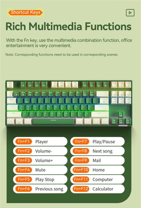 Bow G U Hot Swappable Wired Mechanical Gaming Keyboard Green White Vibe Gaming