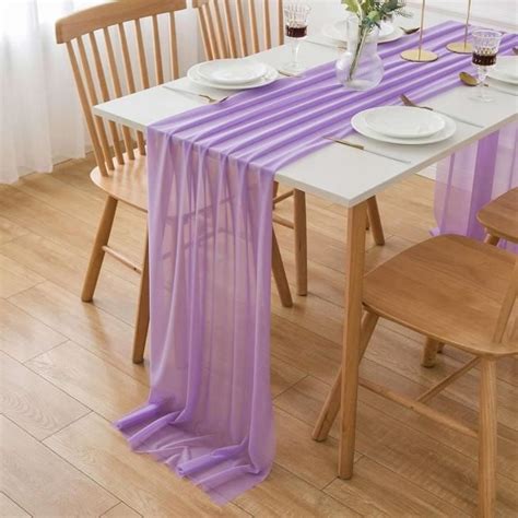 Aoksunova Chemin De Table En Mousseline De Soie Violet 300 Cm X 70