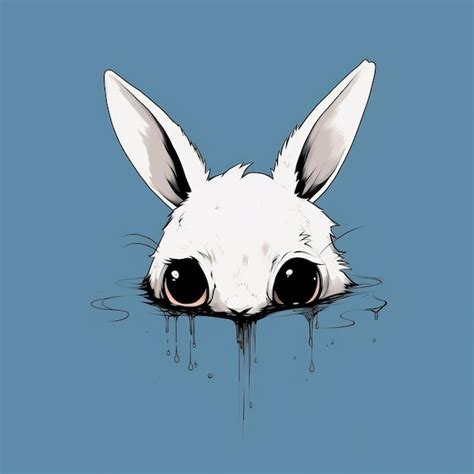 Premium AI Image Minimalist Rabbit Drawing With Dripping Paint Dark