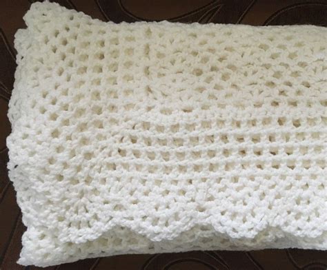 Unisex White Crochet Christening Baptism Baby Blanket Etsy