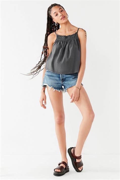 Truly Madly Deeply Smocked High Neck Tank Top Urban Outfitters