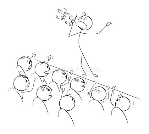 Singer Singing, Audience is Happy, Vector Cartoon Stick Figure ...