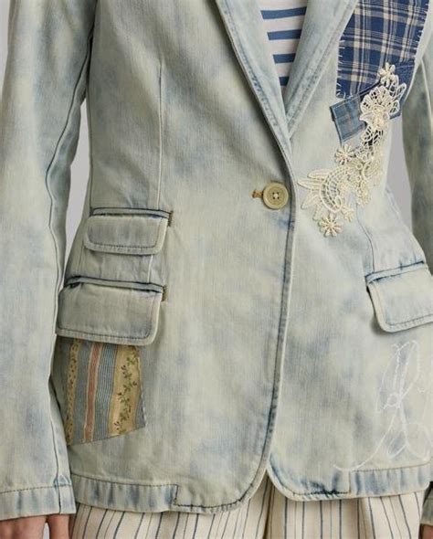 Lauren Ralph Lauren Patchwork Denim Blazer In Blue Endource