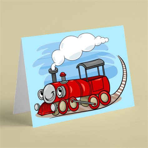 Smiling Red Steam Train Birthday Card Beebooh