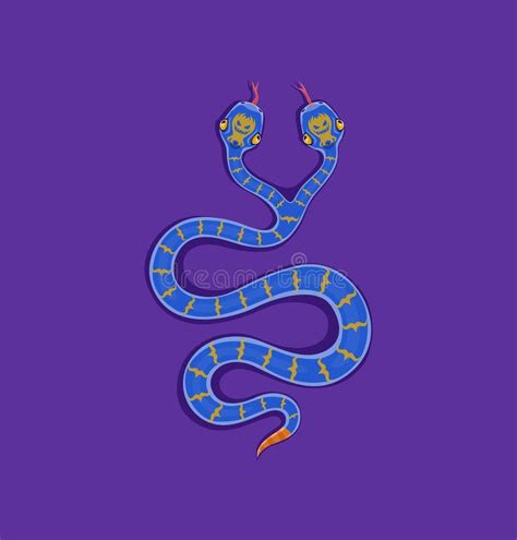 Cartoon Halloween Double Headed Snake Character Stock Vector
