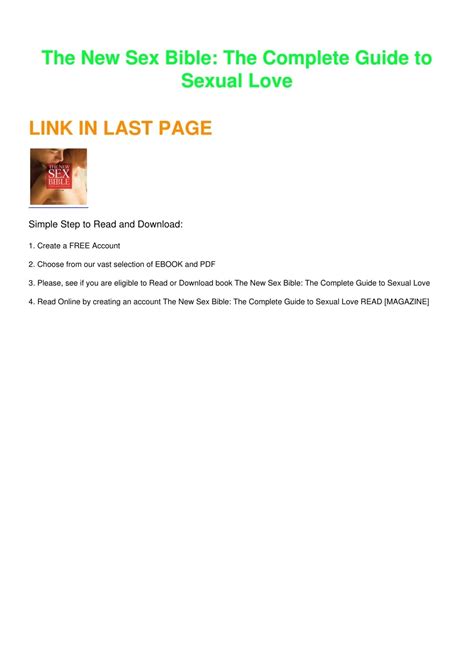 Ppt Read Pdf The New Sex Bible The Complete Guide To Sexual Love Android Powerpoint