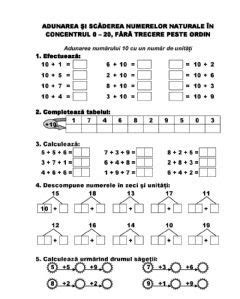 Adunarea numerelor naturale în concentrul 0 20