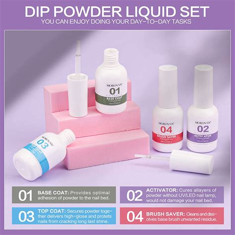 Morovan Dip Powder Nail Kit 8 Colors Dip Powders Liquid Set With Base