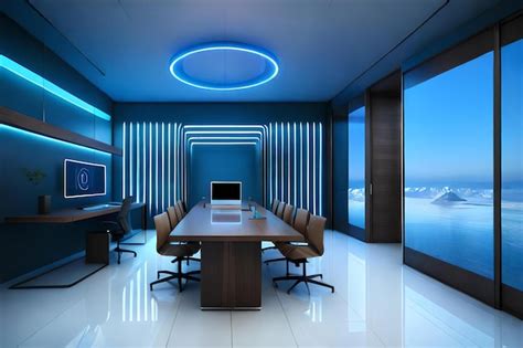 Premium AI Image | A futuristic workspace with a minimalist desk a ...