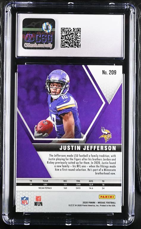 2020 Panini Mosaic Justin Jefferson 209 CGC 9 EBay