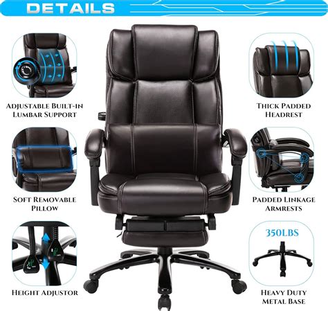 Buy Reclining Office Chair With Footrest Lbs Big And Tall Home Desk