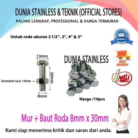 Mur Baut Roda 8mm X 30mm 10pcs Lazada Indonesia