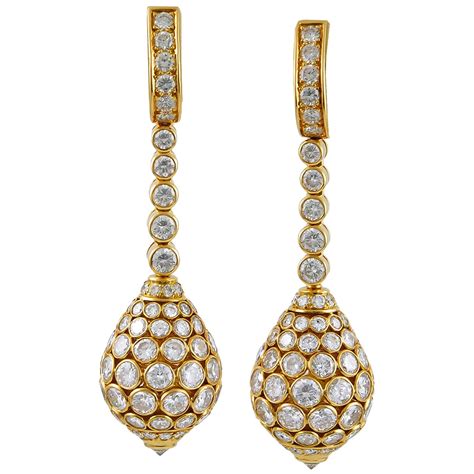 Art Deco Cartier Diamond Platinum Drop Earrings At 1stdibs