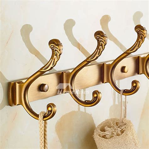 Wall Mount Antique Brass Towel Hook Rack Bathroom