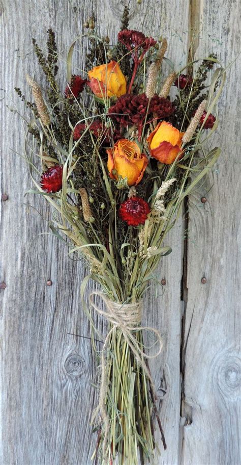 Dried Flower Bouquet Floral Arrangement By Vintagepolkadotcom Dried