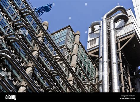 Futuristic Lloyd's Bank building in the City of London, England, United ...