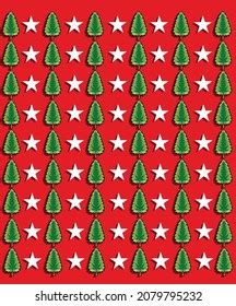 Pattern Christmas Tree Star Wallpaper Stock Vector (Royalty Free) 2079795232 | Shutterstock