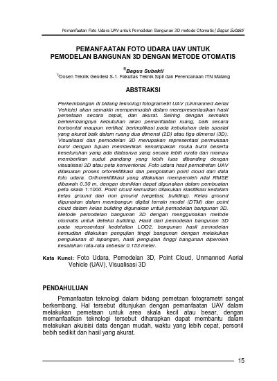 PEMANFAATAN FOTO UDARA UAV UNTUK PEMODELAN BANGUNAN 3D DENGAN METODE
