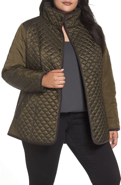 Gallery Quilted Contrast Sleeve Jacket Plus Size Nordstrom