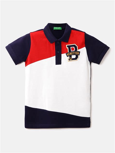 Buy United Colors Of Benetton Boys Navy Blue Colourblocked Polo Collar T Shirt Tshirts For