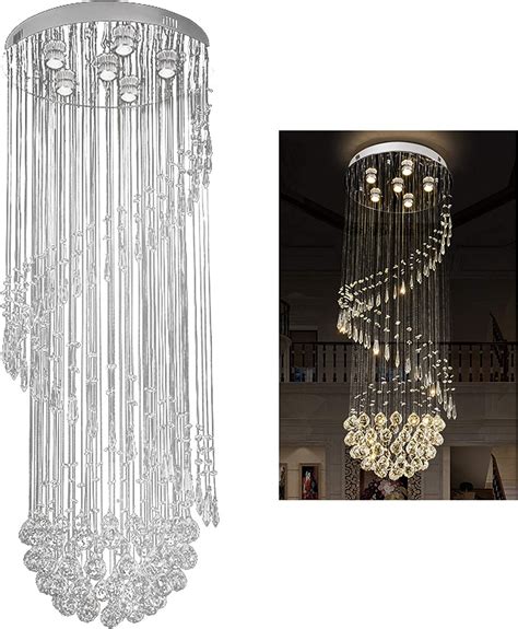 Dyrabrest Spiral Led Crystal Chandelier Elegant Spiral Sphere Raindrop