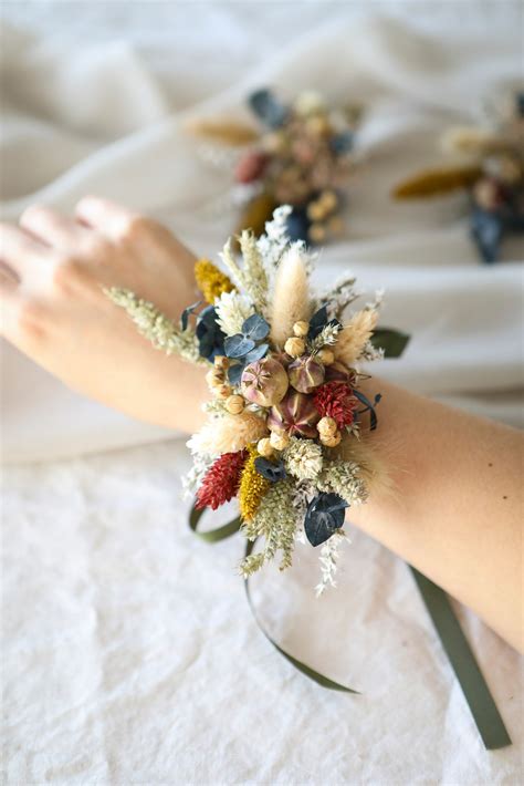 Rustic Wrist Corsage L Boho Wrist Corsage Etsy