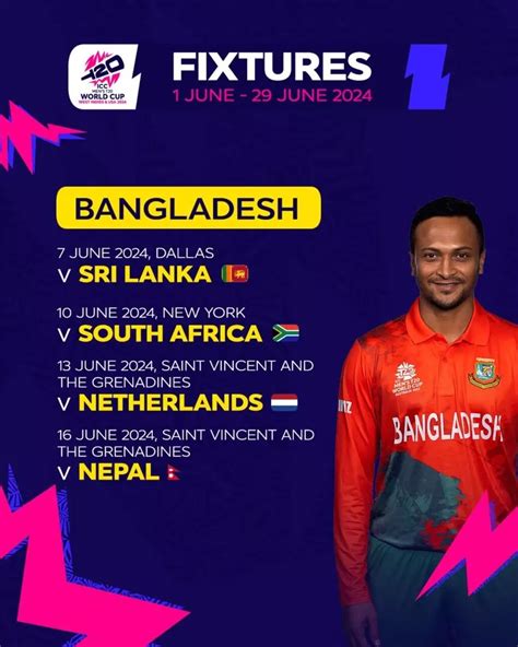 Bangladesh Schedule For Icc T20 World Cup 2024 Fixtures Dates Venues