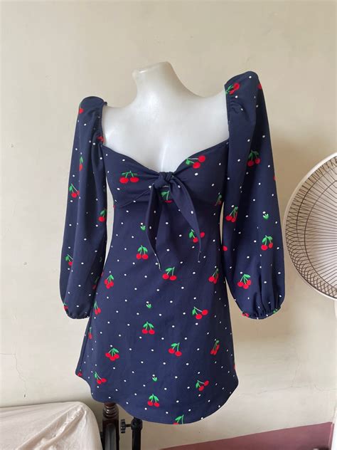 Blue Cherry Dress, Women's Fashion, Dresses & Sets, Dresses on Carousell