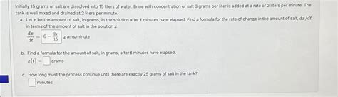 Initially Grams Of Salt Are Dissolved Into Chegg