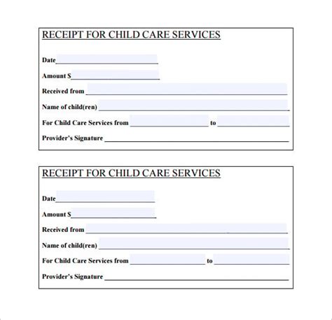 Year End Daycare Receipt Template