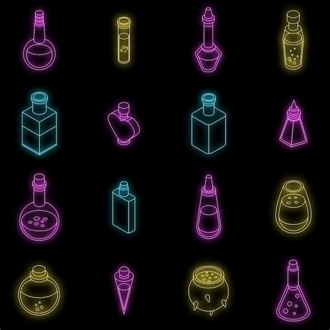 Premium Vector Potion Icons Set Vector Neon