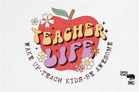 Teacher Apple Retro Png Sublimation Graphic By Lazy Cat · Creative Fabrica