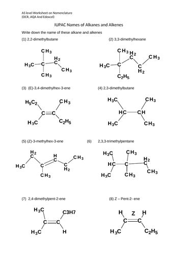 A Level Chemistry Nomenclature Iupac Aqa Ocr And Edexcel Alkanes